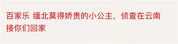 百家乐 缅北莫得娇贵的小公主，侦查在云南接你们回家