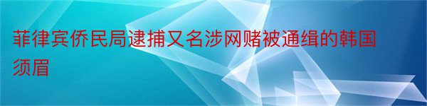 菲律宾侨民局逮捕又名涉网赌被通缉的韩国须眉