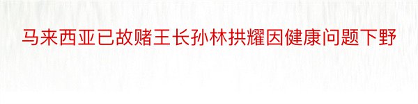 马来西亚已故赌王长孙林拱耀因健康问题下野