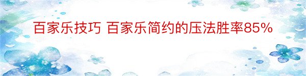 百家乐技巧 百家乐简约的压法胜率85%