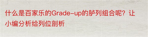 什么是百家乐的Grade-up的胪列组合呢？让小编分析给列位剖析