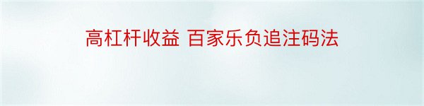 高杠杆收益 百家乐负追注码法