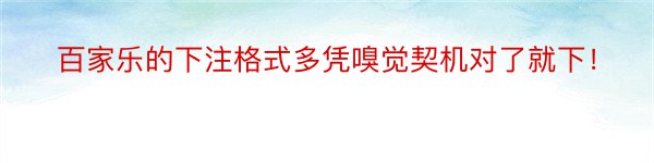 百家乐的下注格式多凭嗅觉契机对了就下！