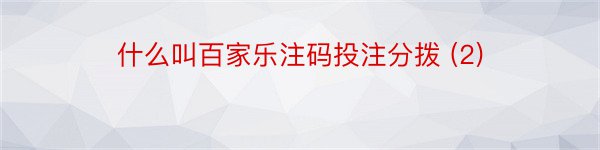 什么叫百家乐注码投注分拨 (2)