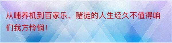 从哺养机到百家乐，赌徒的人生经久不值得咱们我方怜悯！