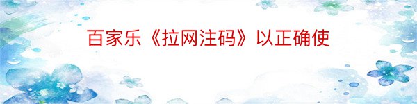 百家乐《拉网注码》以正确使