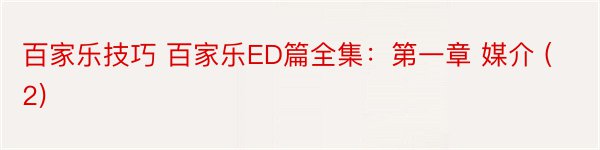 百家乐技巧 百家乐ED篇全集：第一章 媒介 (2)