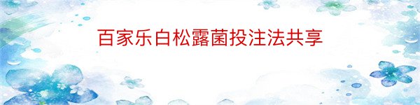 百家乐白松露菌投注法共享