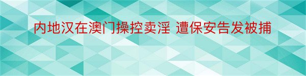 内地汉在澳门操控卖淫 遭保安告发被捕