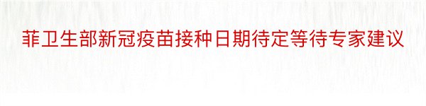 菲卫生部新冠疫苗接种日期待定等待专家建议