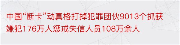 中国“断卡”动真格打掉犯罪团伙9013个抓获嫌犯176万人惩戒失信人员108万余人