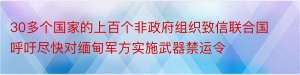 30多个国家的上百个非政府组织致信联合国呼吁尽快对缅甸军方实施武器禁运令