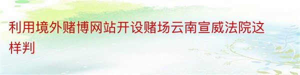 利用境外赌博网站开设赌场云南宣威法院这样判