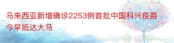 马来西亚新增确诊2253例首批中国科兴疫苗今早抵达大马