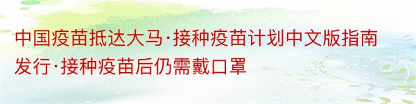 中国疫苗抵达大马·接种疫苗计划中文版指南发行·接种疫苗后仍需戴口罩