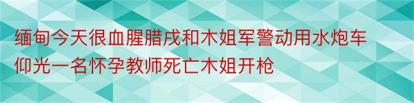 缅甸今天很血腥腊戌和木姐军警动用水炮车仰光一名怀孕教师死亡木姐开枪