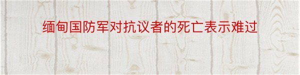 缅甸国防军对抗议者的死亡表示难过