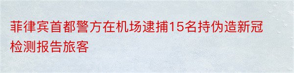 菲律宾首都警方在机场逮捕15名持伪造新冠检测报告旅客