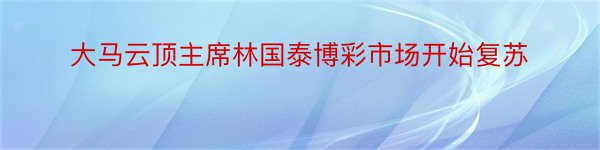 大马云顶主席林国泰博彩市场开始复苏