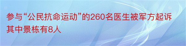 参与“公民抗命运动”的260名医生被军方起诉其中景栋有8人